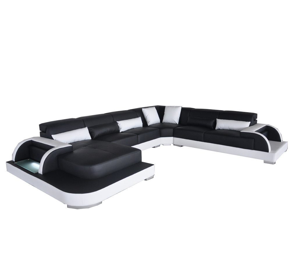 Sofas Eck Wohnlandschaft Ecksofa, Leder Sofa Couch Couchen Design JVmoebel U-Form Modern