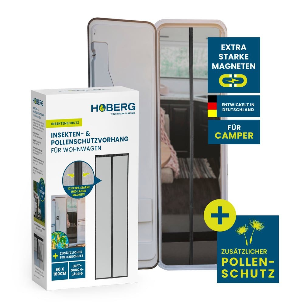 Hoberg Insektenschutz-Vorhang Insekten- & Pollenschutzvorhang für Wohnwagen 60x195 cm, (1-St), magnetisch mit Schutz vor Pollen, Fliegen, Wespen etc.