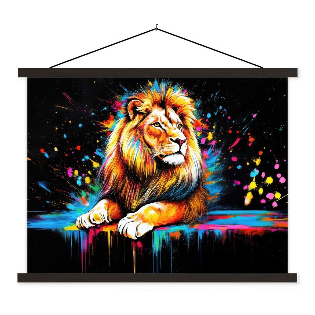 Löwe - Bunt - Spritzer | Schwarz