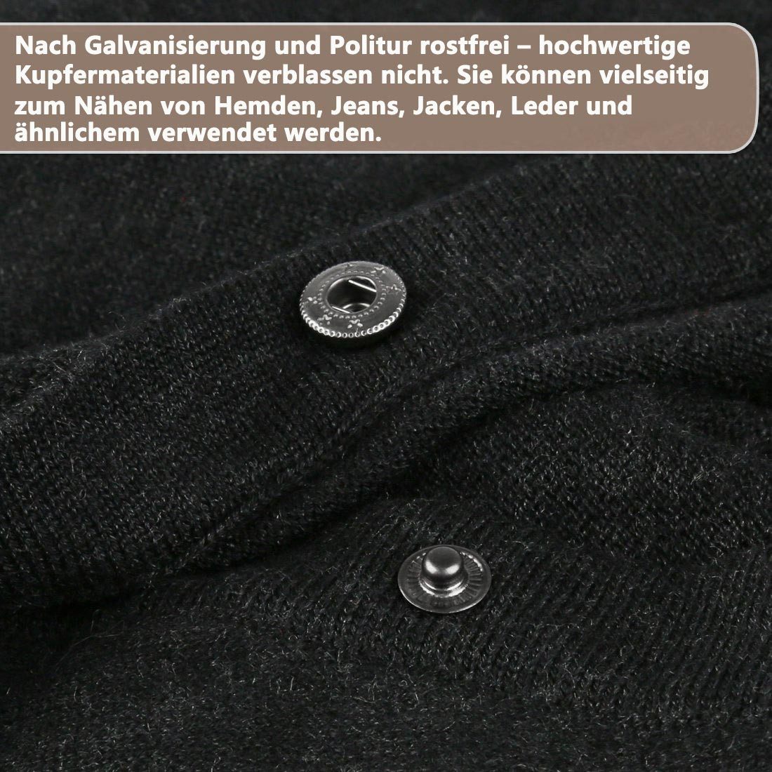 FOUORTUNATE-BEE Druckknopf 120 Stück Druckknöpfe Befestigungen Druckknöpfen aus Kupfer, für Geldbörse, aus Leder, Craft Jacket (12 mm) – Bild 5 von 5