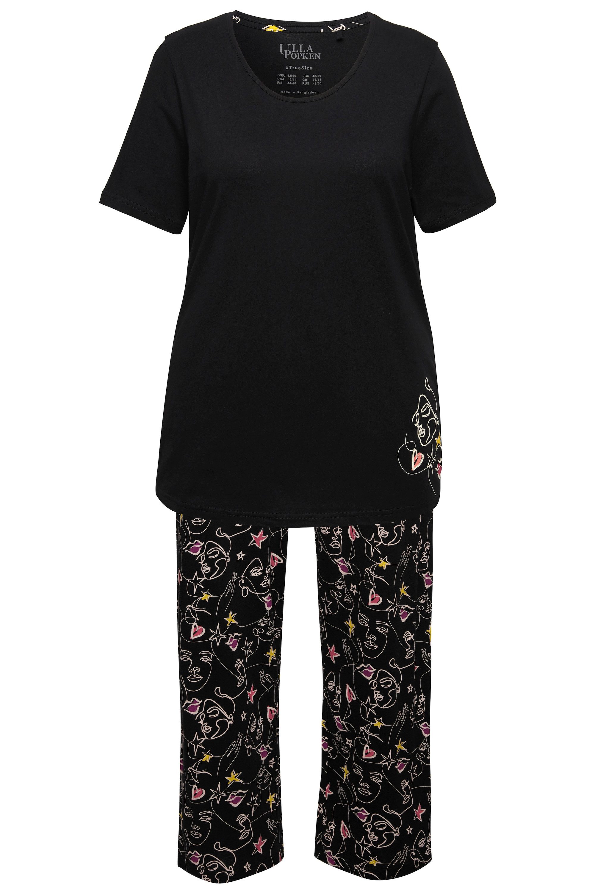 Ulla Popken Pyjama Pyjama Zweiteiler Scribble-Herz günstig online kaufen