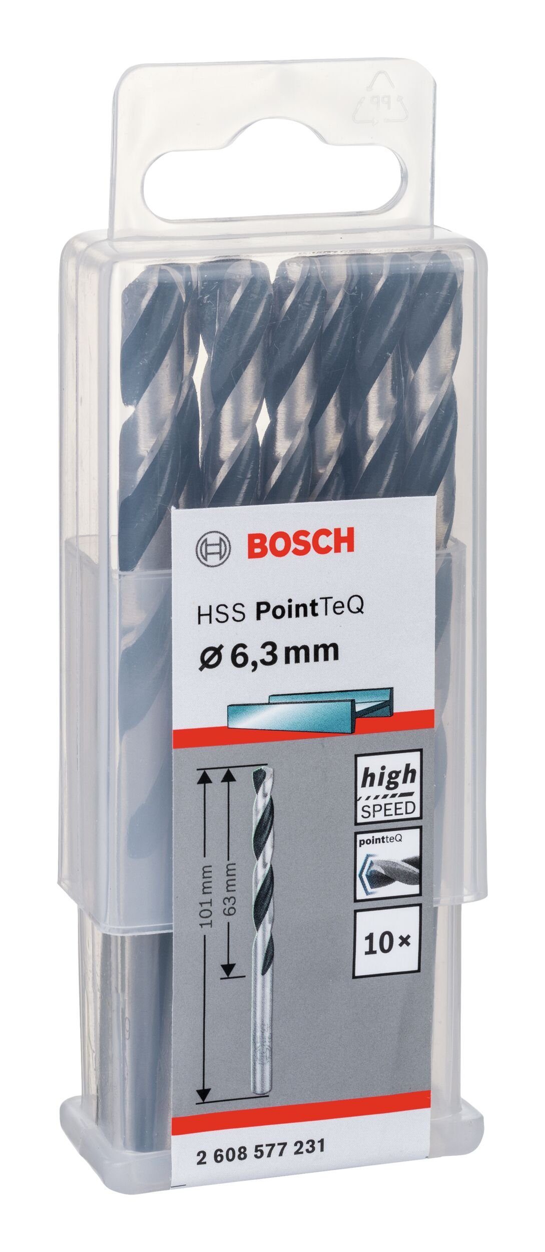 Stück), Metallbohrer, 338) Metallspiralbohrer HSS 6,3 - PointTeQ - mm 10er-Pack (10 (DIN BOSCH