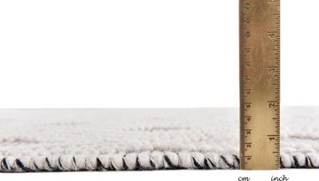Wollteppich Visby - 702, THEKO, rechteckig, Höhe: 10 mm, Handweb Teppich, reine Wolle, handgewebt, Rauten Design, mit Fransen