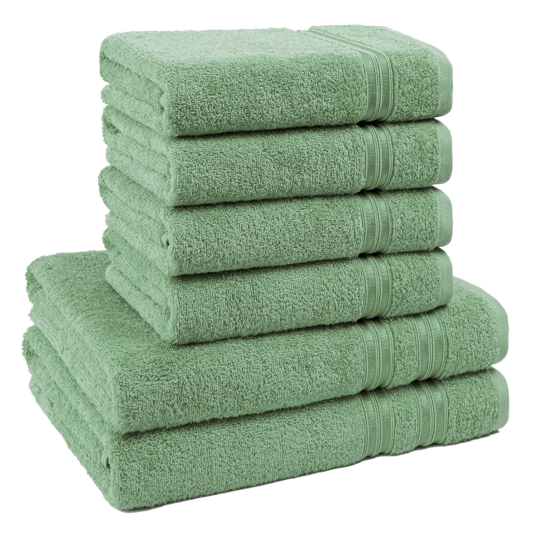 HAMMETEX Handtuch Set 6-teiliges Handtuch Set, 100% Baumwolle, Weich & Saugstark, Frottier (Set, 6-St), mit Bordüre, einfarbig, weich