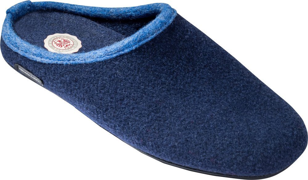 Merino-Wolle hochwertiger Italien Tiroler blau Pantoffel aus mit Loden