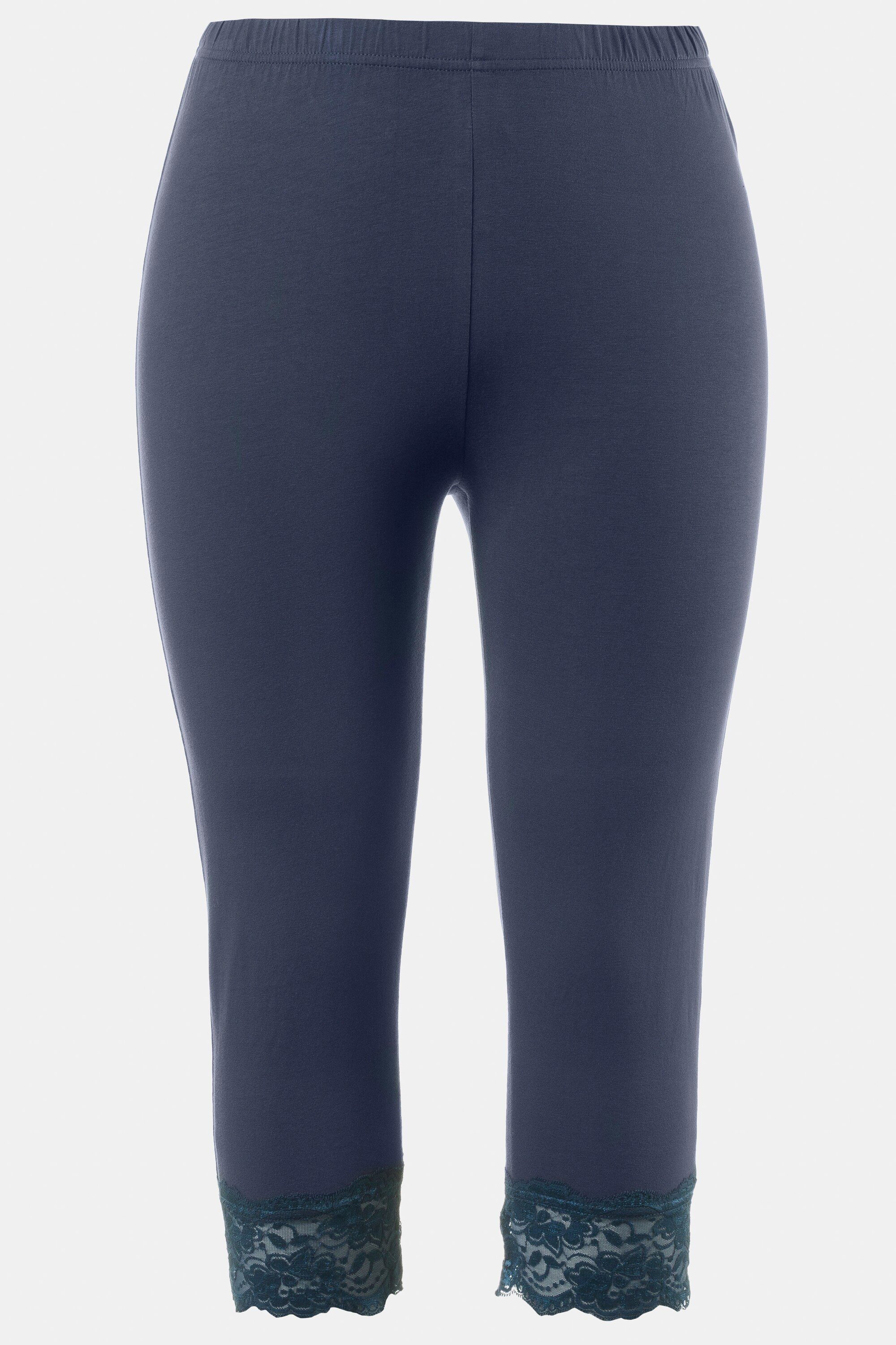 66/68 bis Caprihose Gr. navy Popken Capri elastischer Ulla Spitzensaum