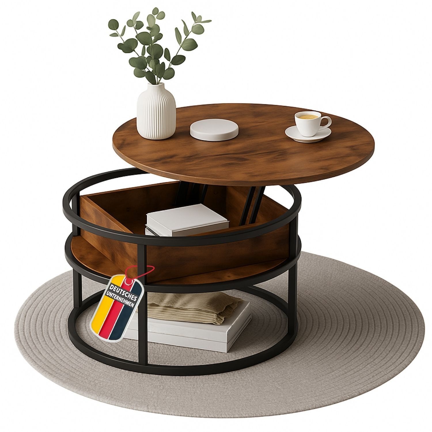 Coemo Wohnzimmertisch SWING, Braun Couchtisch Metallgestell schwingbare Tis günstig online kaufen