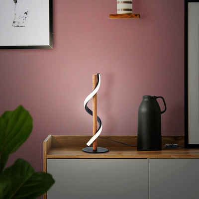 Home affaire Tischleuchte Amanlis, LED fest integriert, Warmweiß, 35 cm Höhe, 640 Lumen, warmweißes Licht, Holz / Metall / Kunststoff