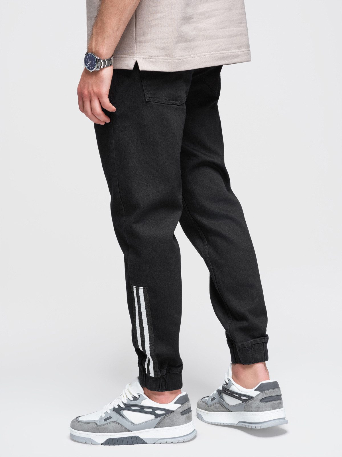 OMBRE Jeggings Herren-Jogginghose aus Denim mit Streifen