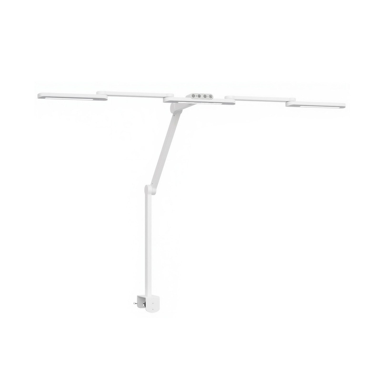 HOKO LED Schreibtischlampe mit Klemme, LED-Schreibtischlampe, LED-Schreibtischleuchte mit breitem Doppelkopf & Lichtsensor, 1300 lm, 5 Farbtemperaturen, stufenlos dimmbar, für Lernen, Büro, Weiß, LUKAS