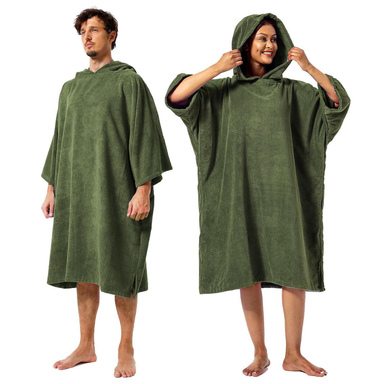 LuxusKollektion Badeponcho Handtuchponcho Surf Medium Armeegrün, Textil, Kapuze