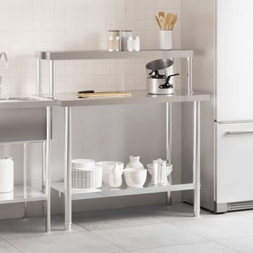 vidaXL Spülenschrank Küchen-Arbeitstisch mit Aufsatzboard 110x55x120 cm Edelstahl