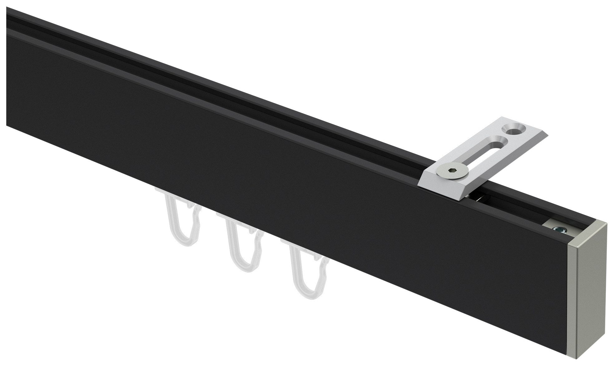 INTERDECO Innenlaufschiene Smartline Paxo, 1-läufig, Fixmaß, kürzbar, Deckenmontage, Aluminium, Schwarz / Edelstahl-Optik / Bicolor, 14x35