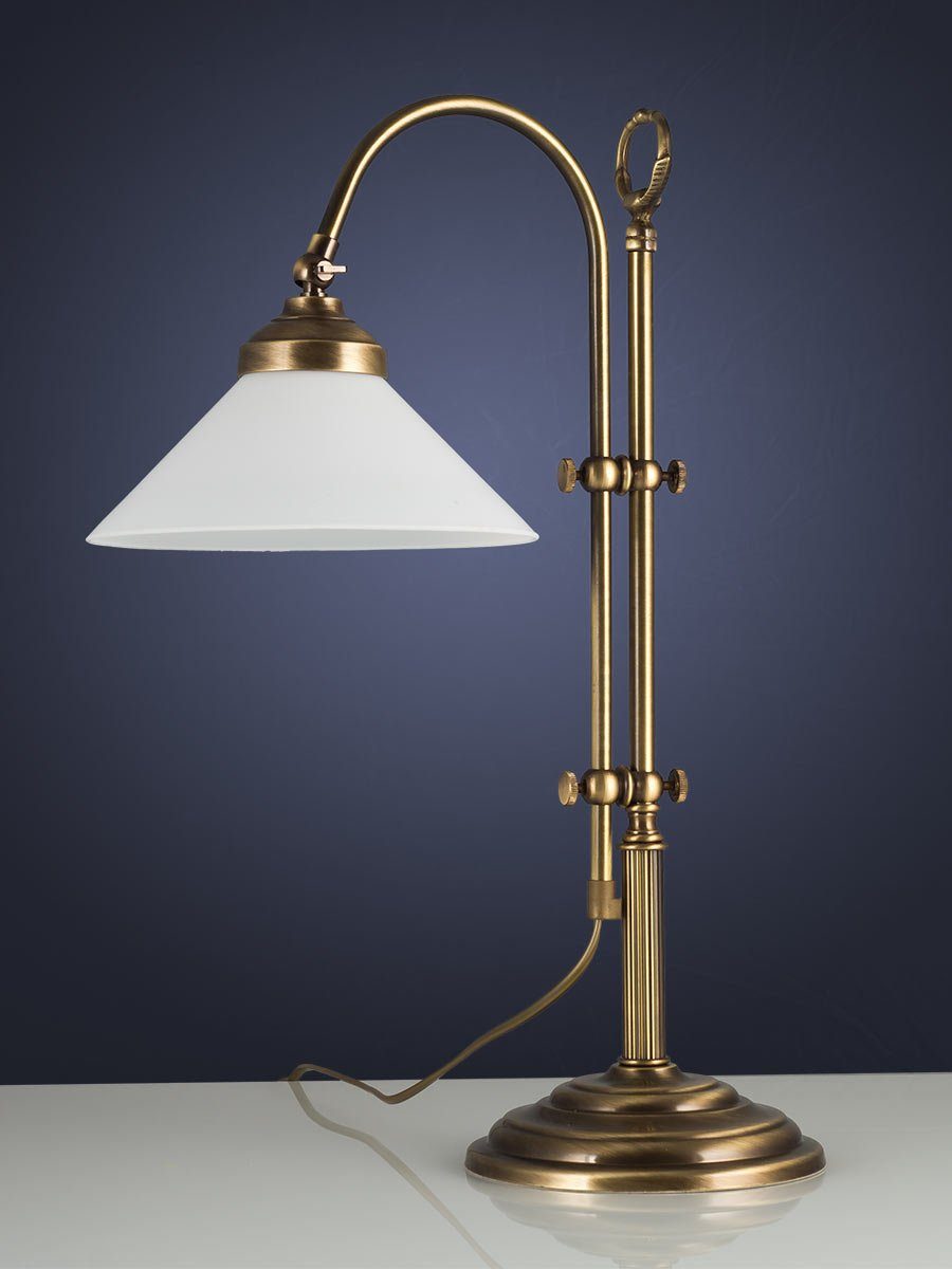 Helios Leuchten Schreibtischlampe Tischleuchte Messing antik vintage, Leselampe Nachttischlampe, Handarbeit echtes Messing