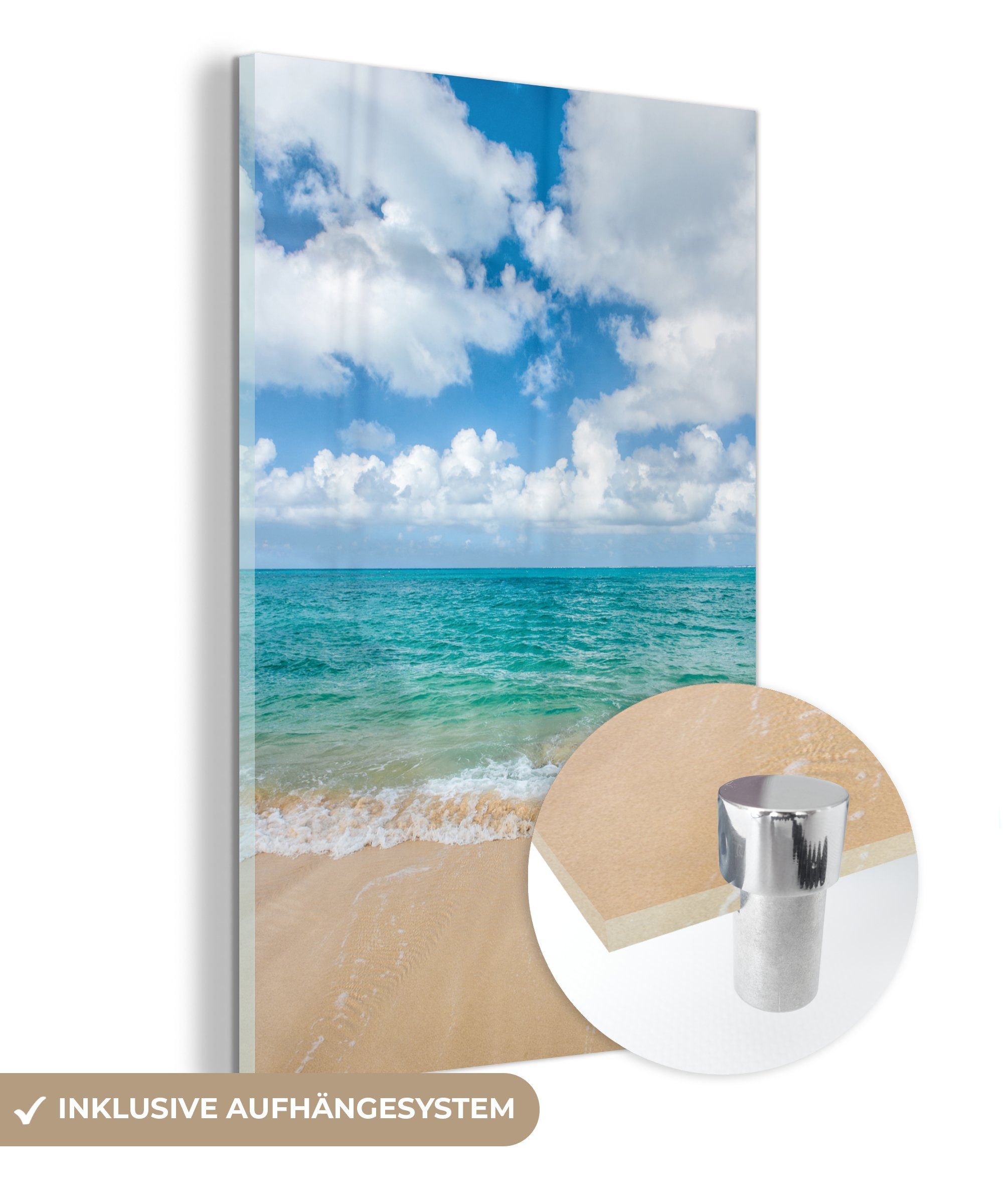 MuchoWow Acrylglasbild Strand - Meer Sommer Wanddekoration auf - - Bilder Glasbilder - Glas - Wandbild - (1 auf Foto Glas St), Reisen
