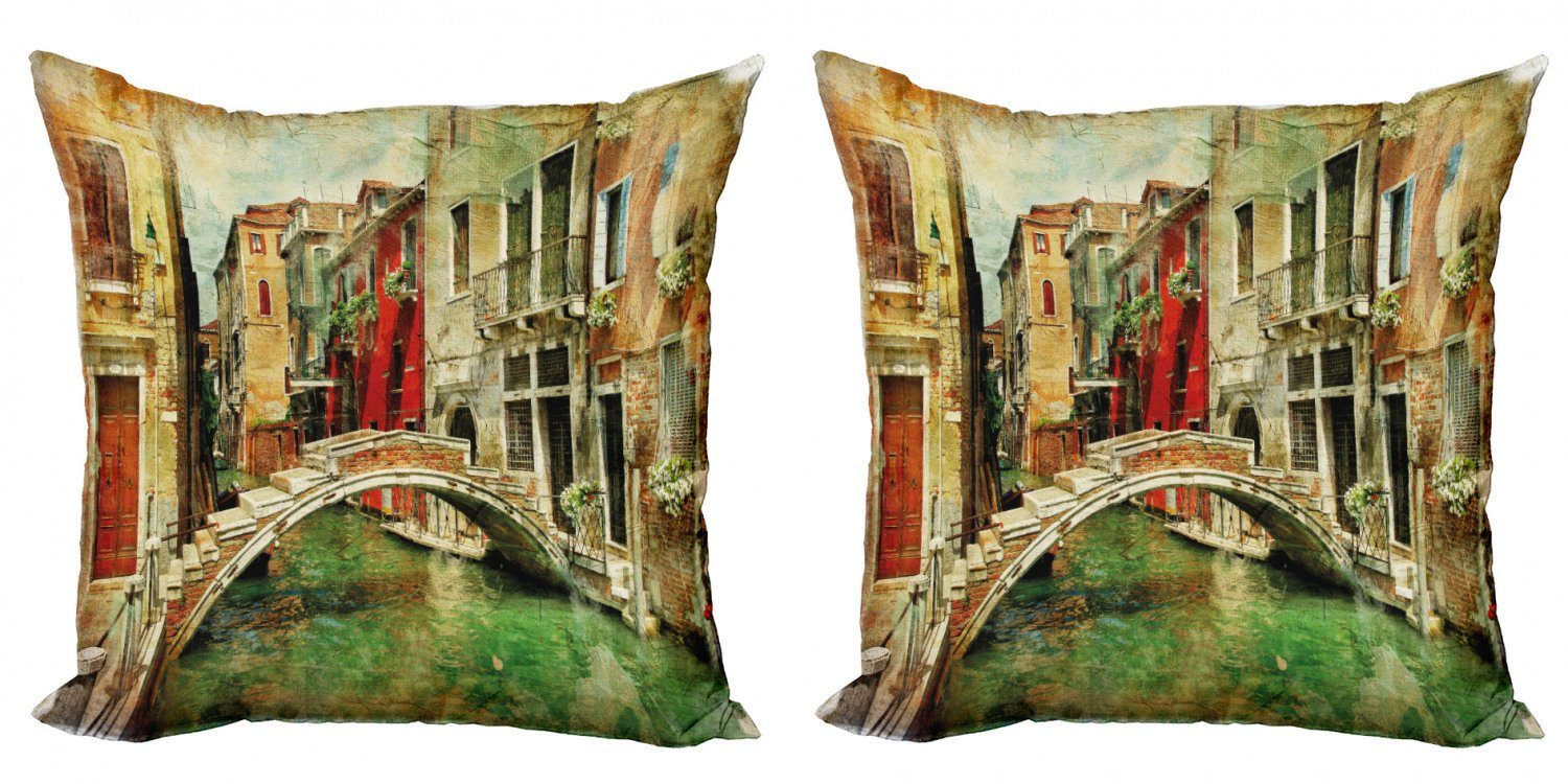 Kissenbezüge Modern Accent Doppelseitiger Digitaldruck, Abakuhaus (2 Stück), Venedig Historische Landschaft Kunst