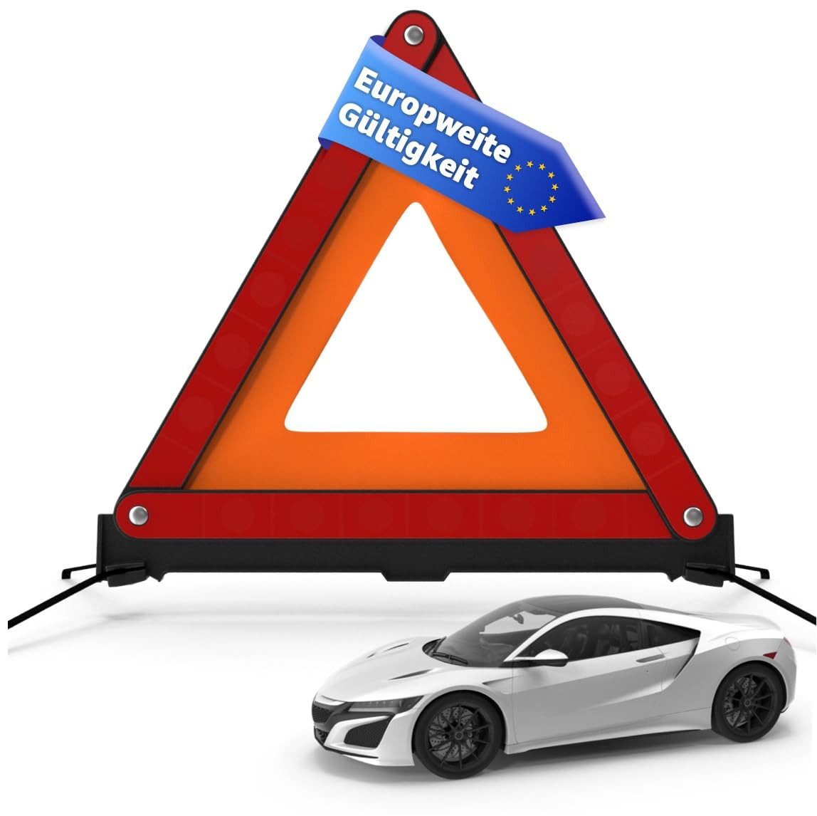POWR Car Warndreieck Pannendreieck - Auto PKW Notfalldreieck StVO - Unfall ECE R27 2025, Packung, 1-tlg.