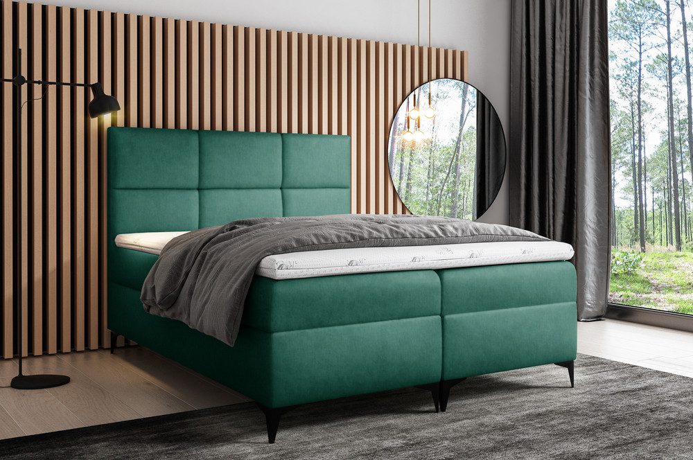 99rooms Boxspringbett Ozzy (Schlafzimmerbett, Bett), 120/140/160/180/200 x 200 cm, mit Bonellfederkernmatratze und Topper