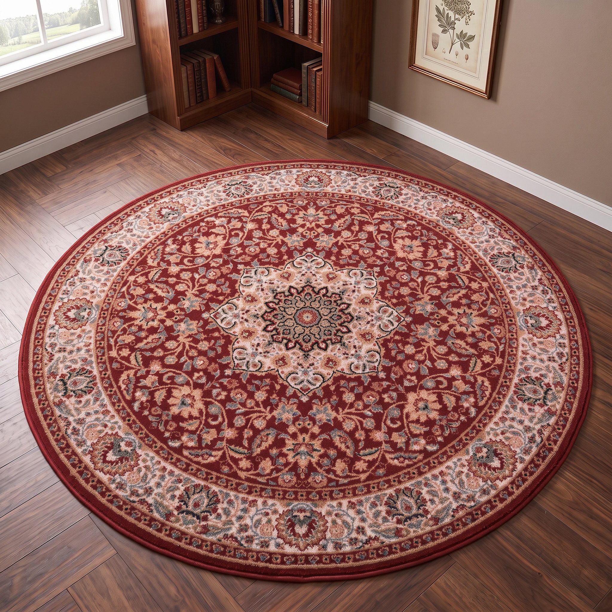 THEKO Wollteppich Dolna - 859, rund, Höhe: 10 mm, Kurzflor, reine Wolle, Orient-Optik, auch in rund, Wohnzimmer