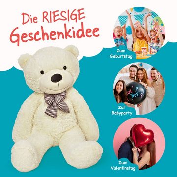 Lumaland Kuscheltier Riesen XXL-Teddybär mit Knopfaugen & Schleife 120cm