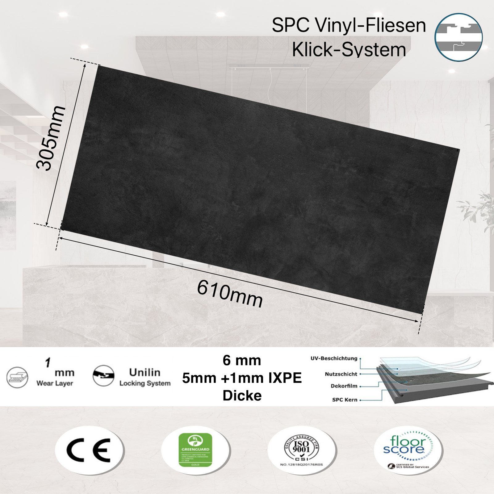 Super Solu Vinyllaminat Klick Vinylboden, Vinylfliesen, Steinoptik Bodenbel günstig online kaufen