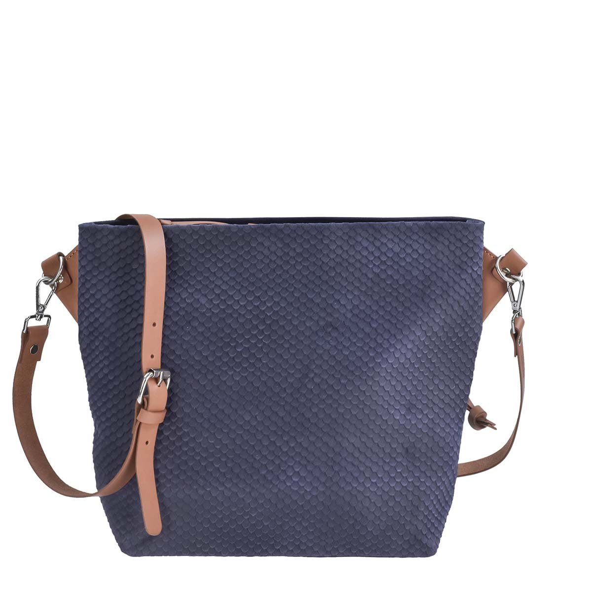 berba Umhängetasche Yara, Schultertasche 33x27cm, Handtasche, Leder mit Schuppen-Stuktur