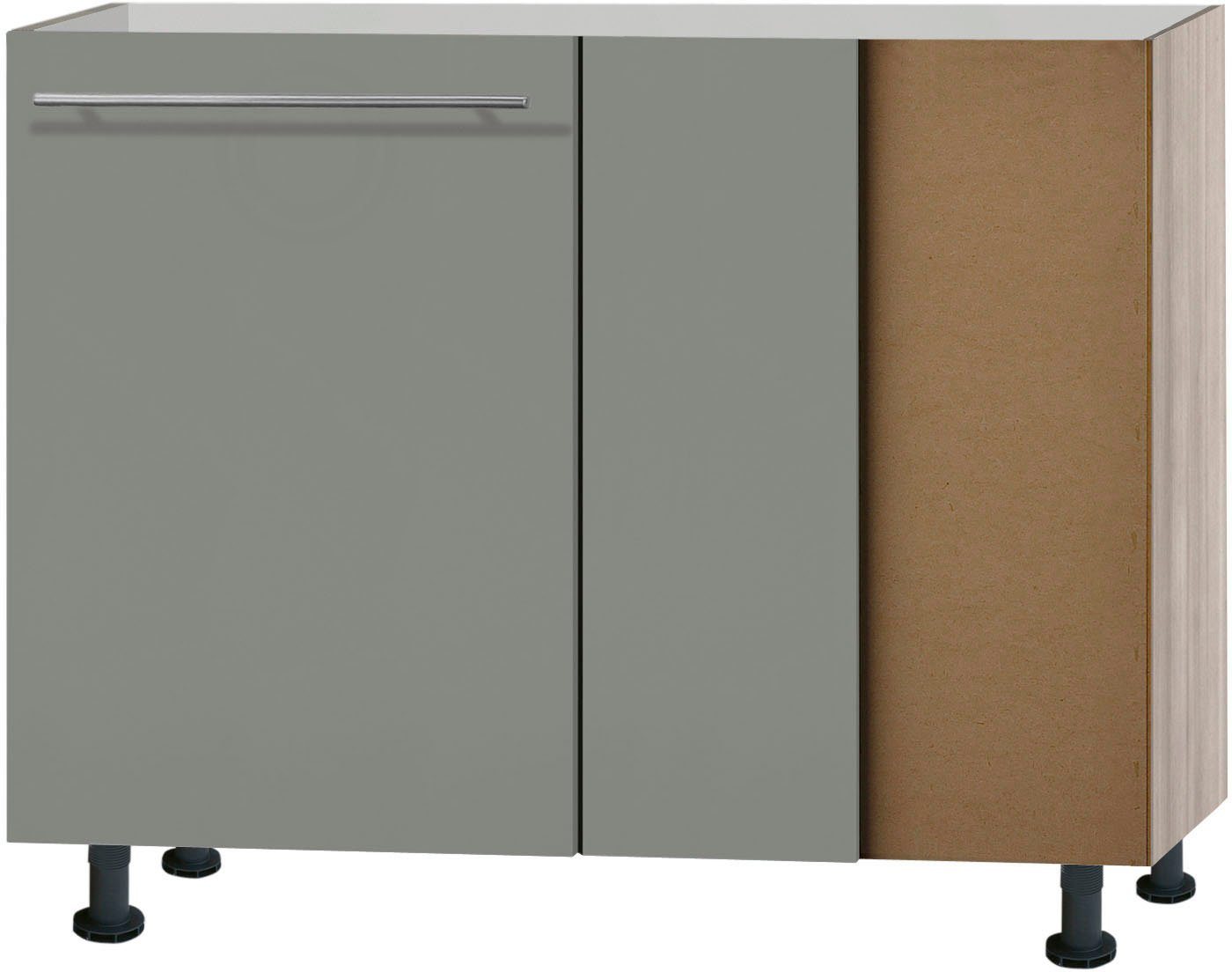 OPTIFIT Eckunterschrank Bern 100 cm breit, mit 1 Tür mit höhenverstellbaren Füßen, mit Metallgriff