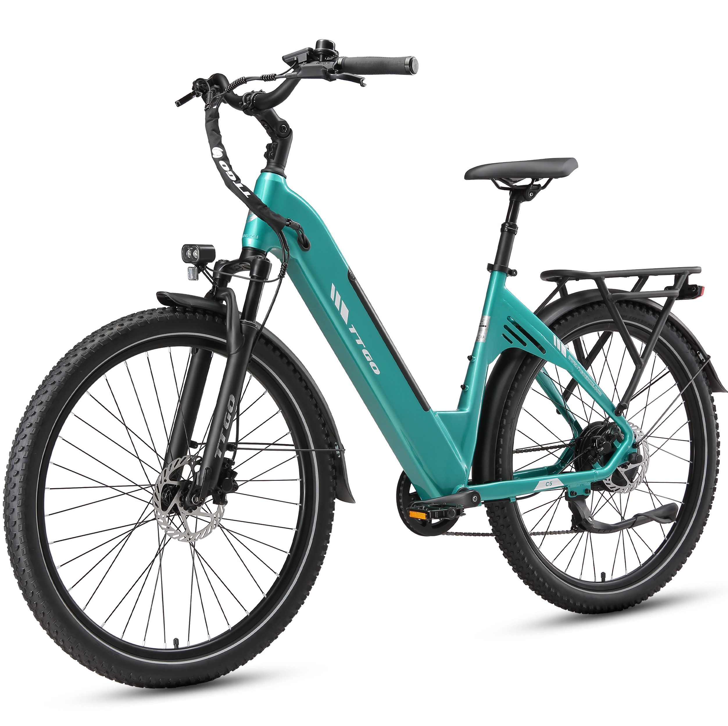 TTGO E-Bike Cityrad 28 Zoll, 110km, mit Federsattelstütze, Elektrofahrrad für Damen Herren, 7 Gang Shimano, Kettenschaltung, Heckmotor, 648 Wh, City E-Bike mit Shimano Schaltung & LCD-Display