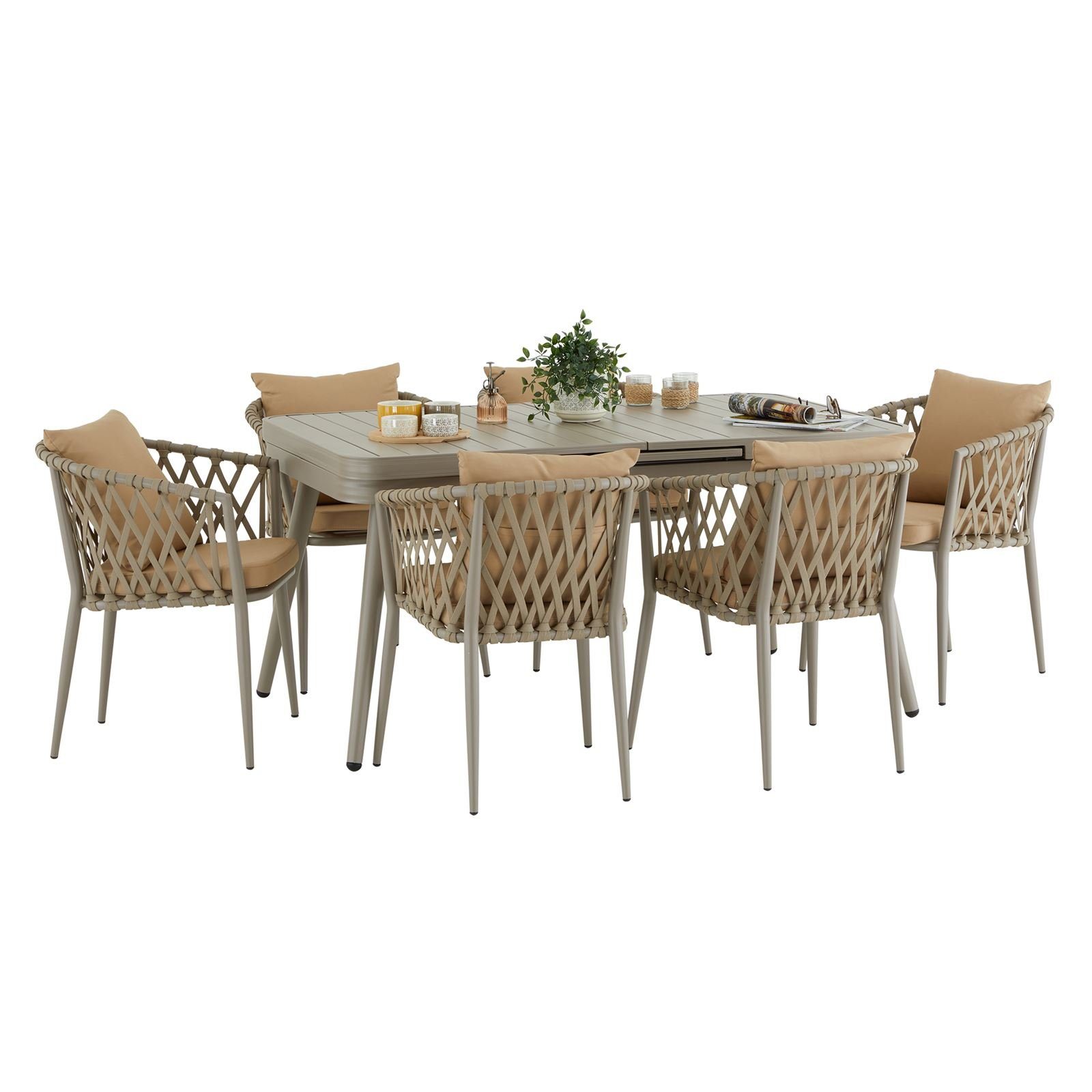 CAROMöbel GartenloungeSet SUNNY, Gartenmöbel Set champagner/beige 1