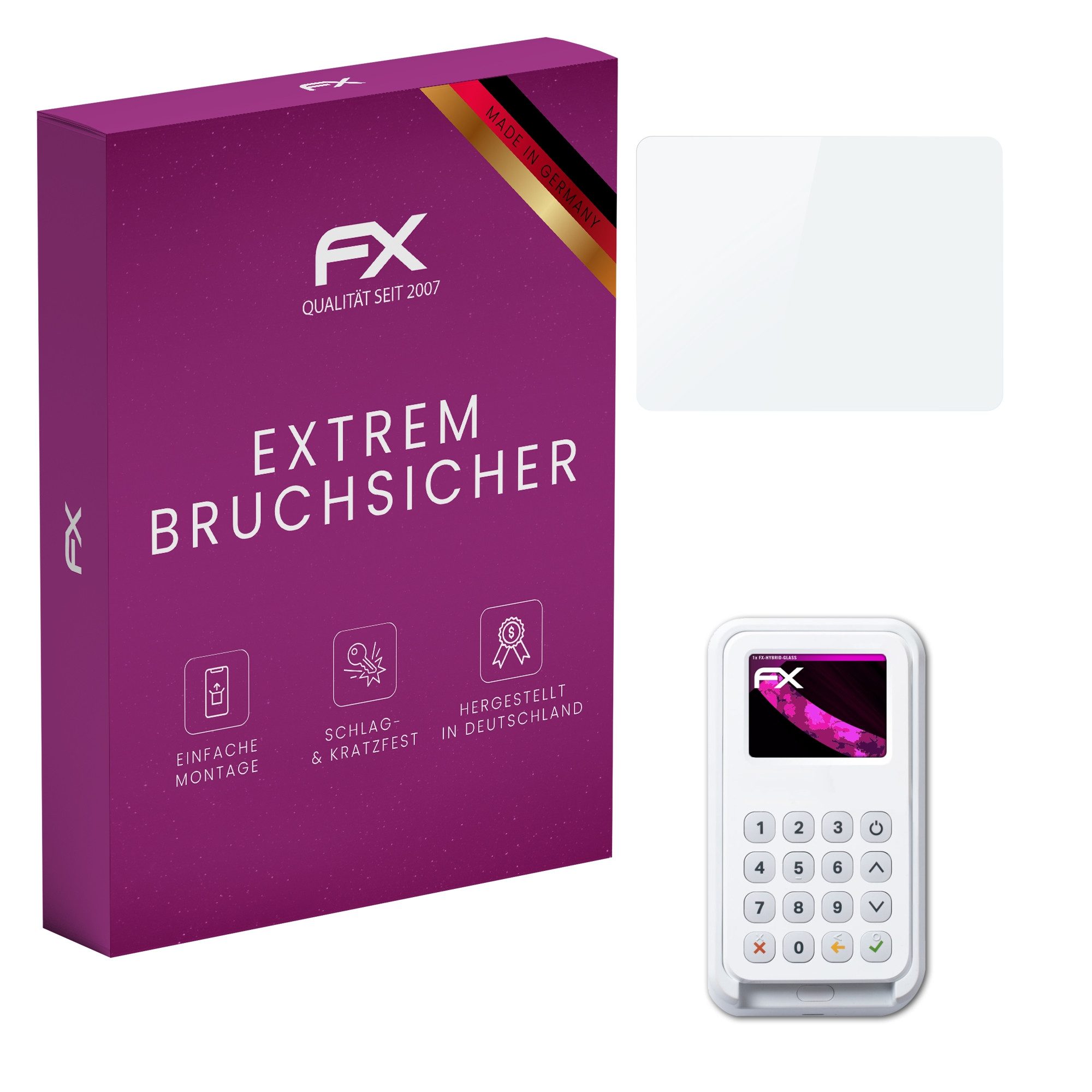 atFoliX Schutzfolie Panzerglasfolie für SumUp 3G, Ultradünn und superhart