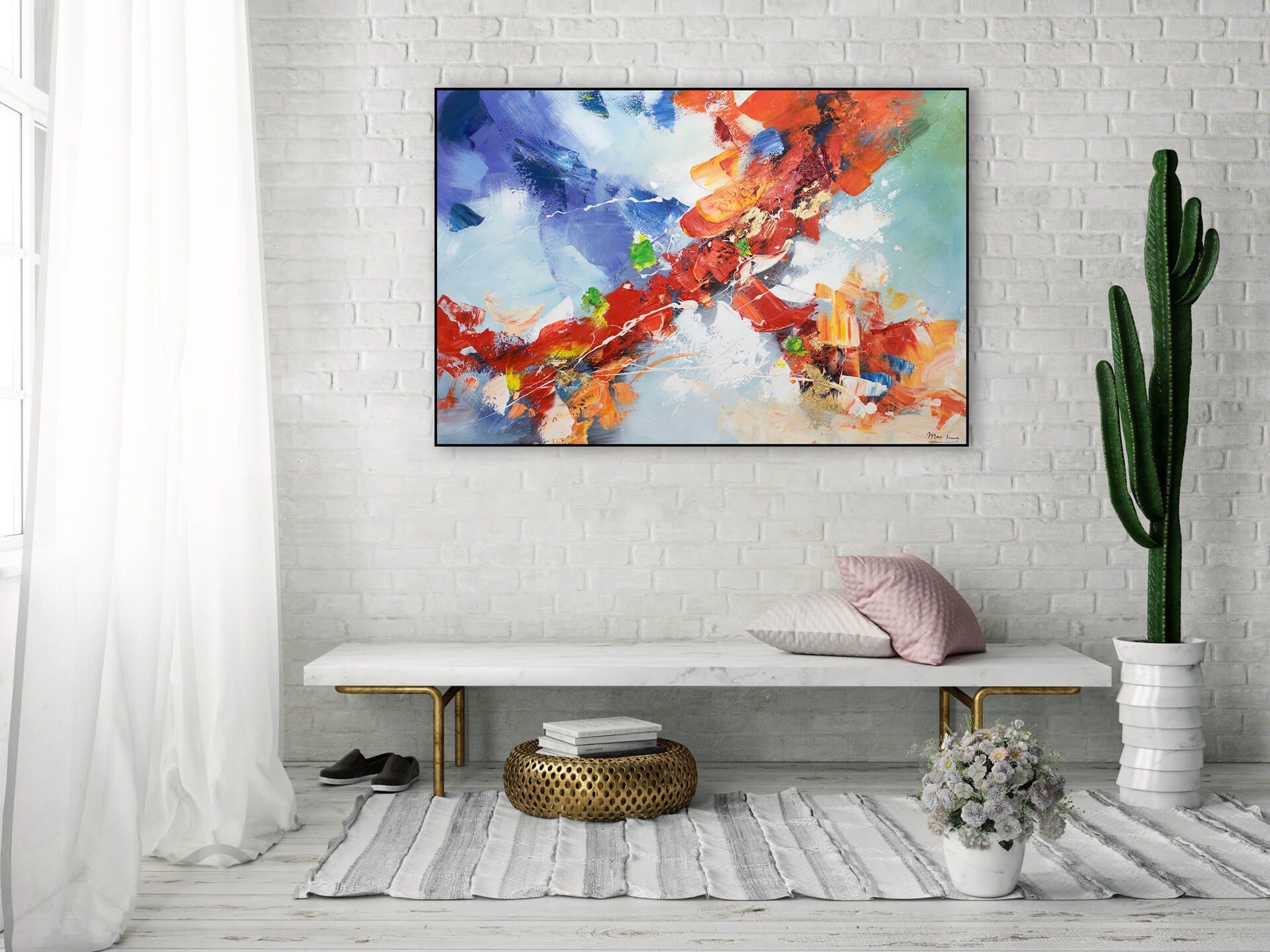 KUNSTLOFT cm, HANDGEMALT Triumph Wohnzimmer Wandbild Leinwandbild 100% Gemälde Liebe 120x80 der