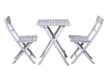 furnling Sitzgruppe Girona, (3-tlg., 2 Stühle und 1 Tisch), Gartenmöbel-Set aus Akazie in grau, Stühle und Tisch zusammenklappbar