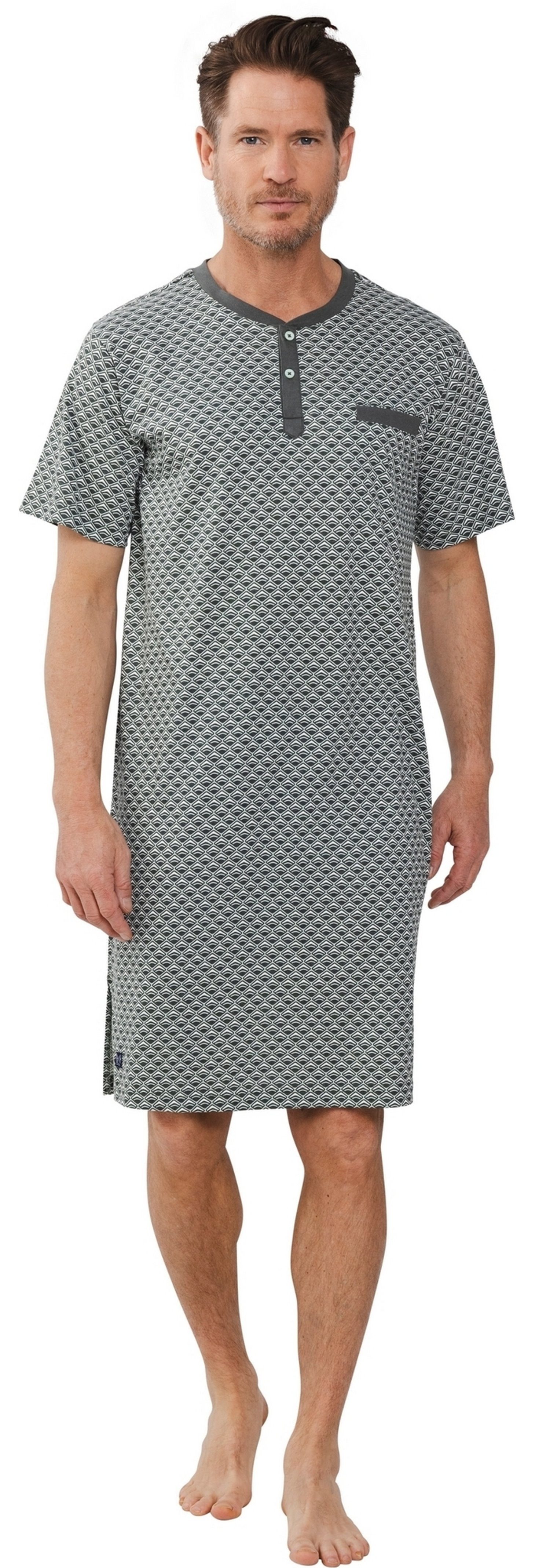 Pastunette Nachthemd Herren Schlafshirt kurzer Arm (1-tlg) Baumwolle