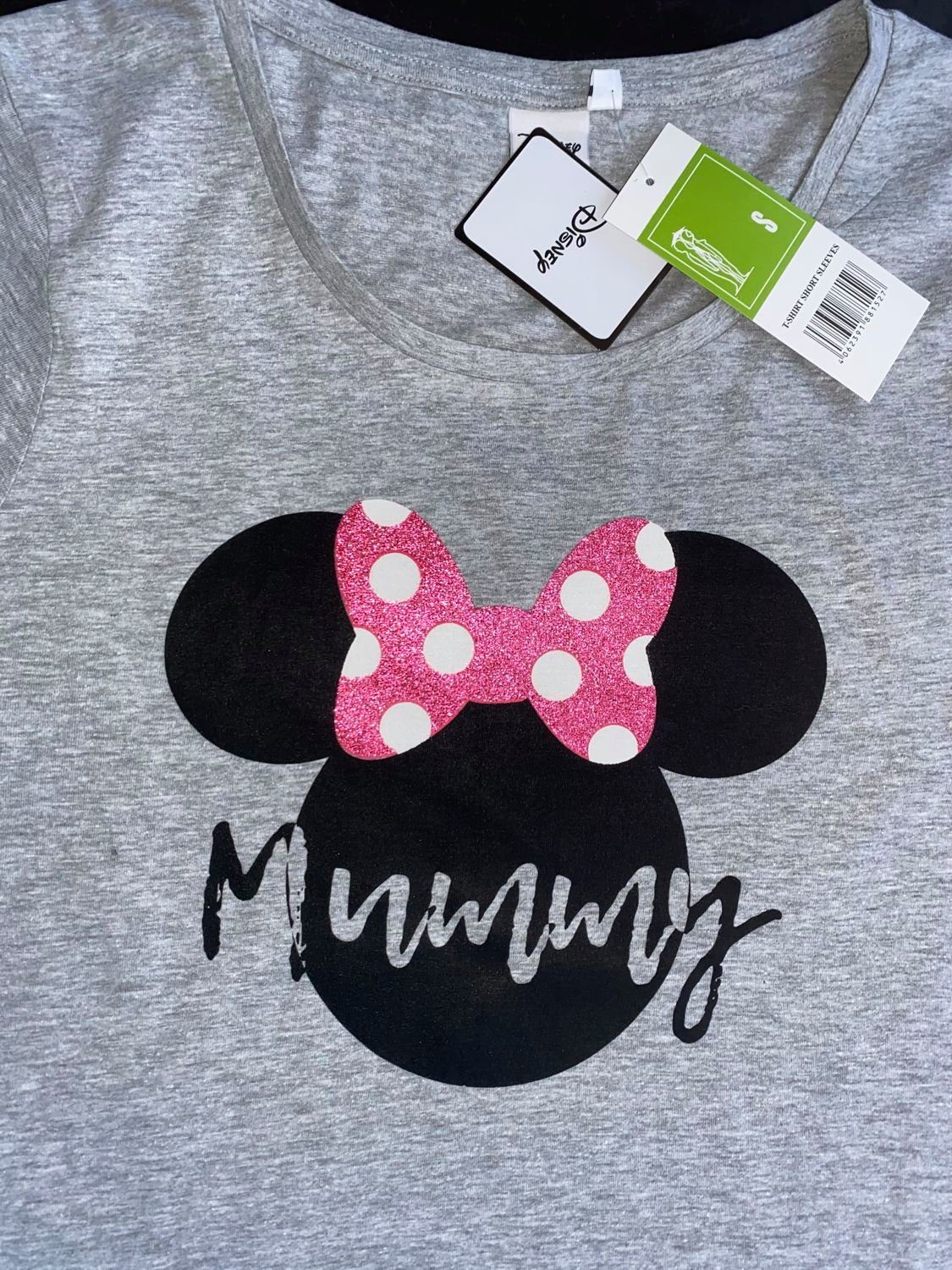 S Geburt T-Shirt Muttertag MUMMY Minnie Schwangerschaft Damen Gr. Mouse XL Entbindung Hellgrau Disney M Mütter, Minnie T-Shirt Mouse Maus für Mini L