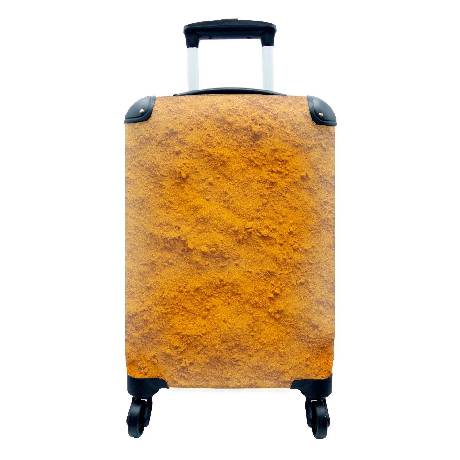 MuchoWow Handgepäckkoffer Puder mit ockerfarbener Farbe, 4 Rollen, Reisetasche mit rollen, Handgepäck für Ferien, Trolley, Reisekoffer
