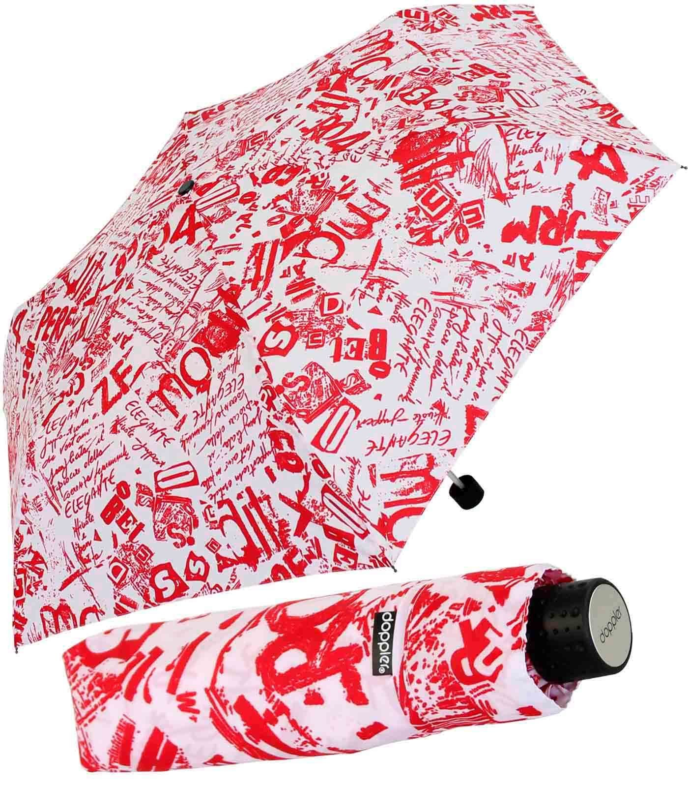 doppler® Taschenregenschirm Super-Mini Havanna Damen - Graffiti, besonders leichter und kleiner Schirm, passt in jede Tasche
