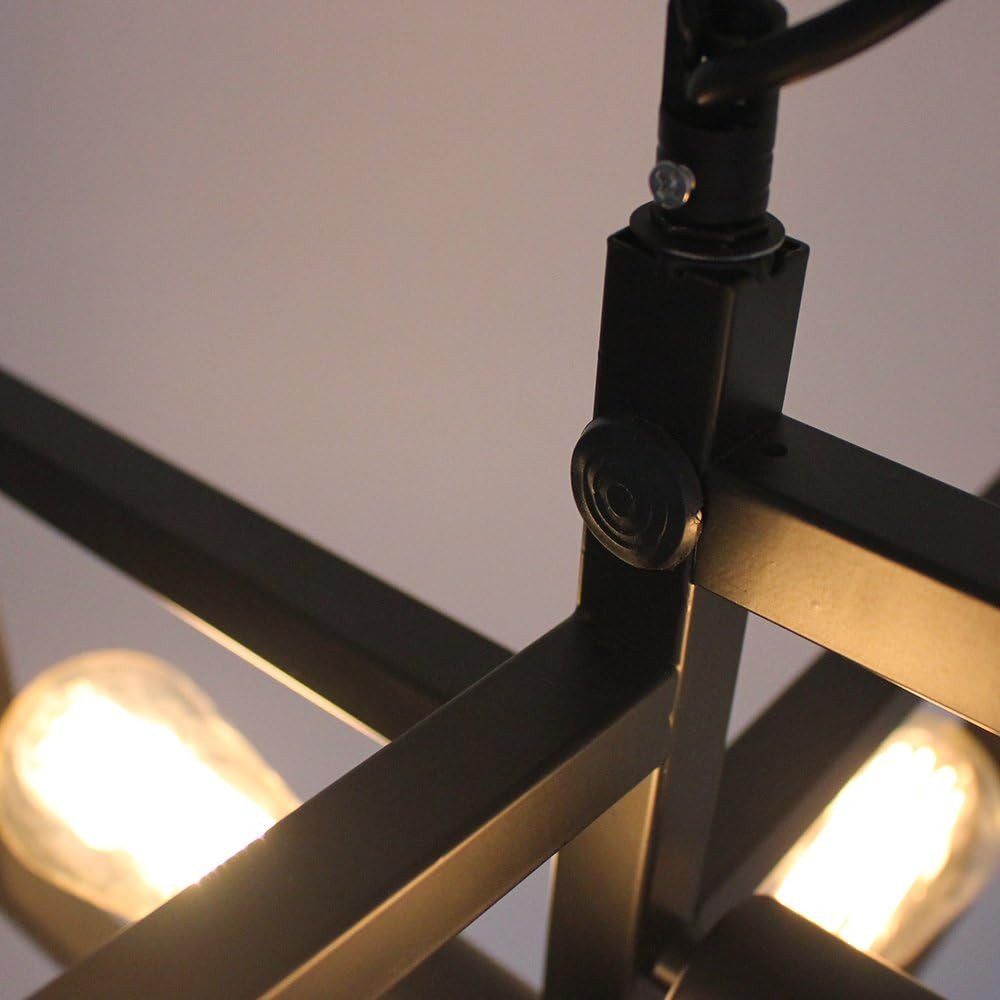 JDONG Hängeleuchte Pendelleuchte im Art Deco Stil 4×E27 klassisch-modern mit Kette, 100cm Höhenverstellbar, (ohne Glühbirn), Wohnzimmer Deckenleuchte Deckenlampe (schwarz)