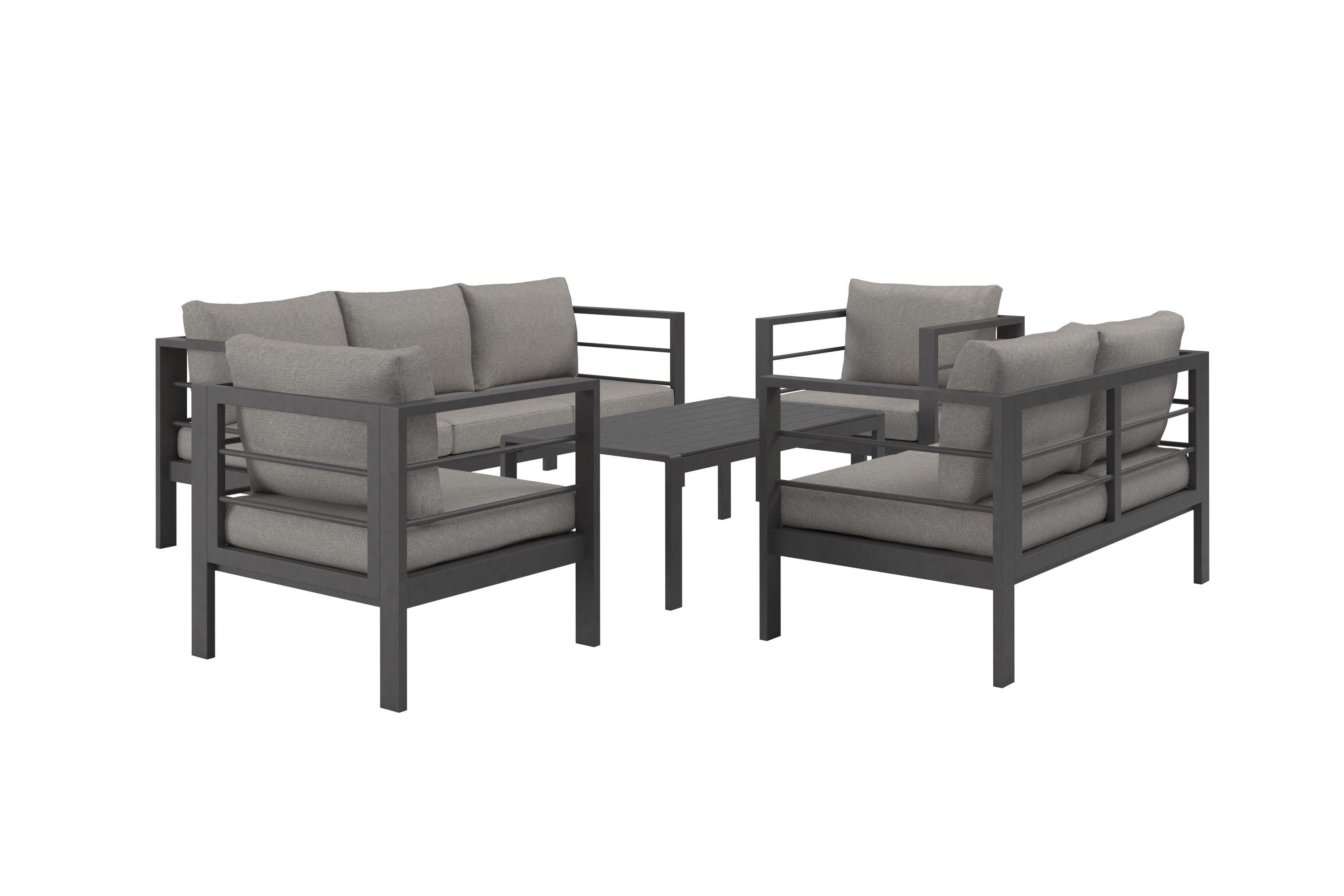KONIFERA Gartenlounge-Set »New Jersey«, (Set, 19-tlg., 1x 3er Sofa, 1x 2er Sofa, 2 Sessel, Tisch 62x110x41 cm), inkl. Auflagen, Tischplatte aus Nonwood