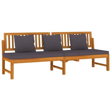 vidaXL Wellnessliege Gartenliege Gartenbank Gartensofa 3 Sitzer Kissen grau 200x60x75 cm Ma