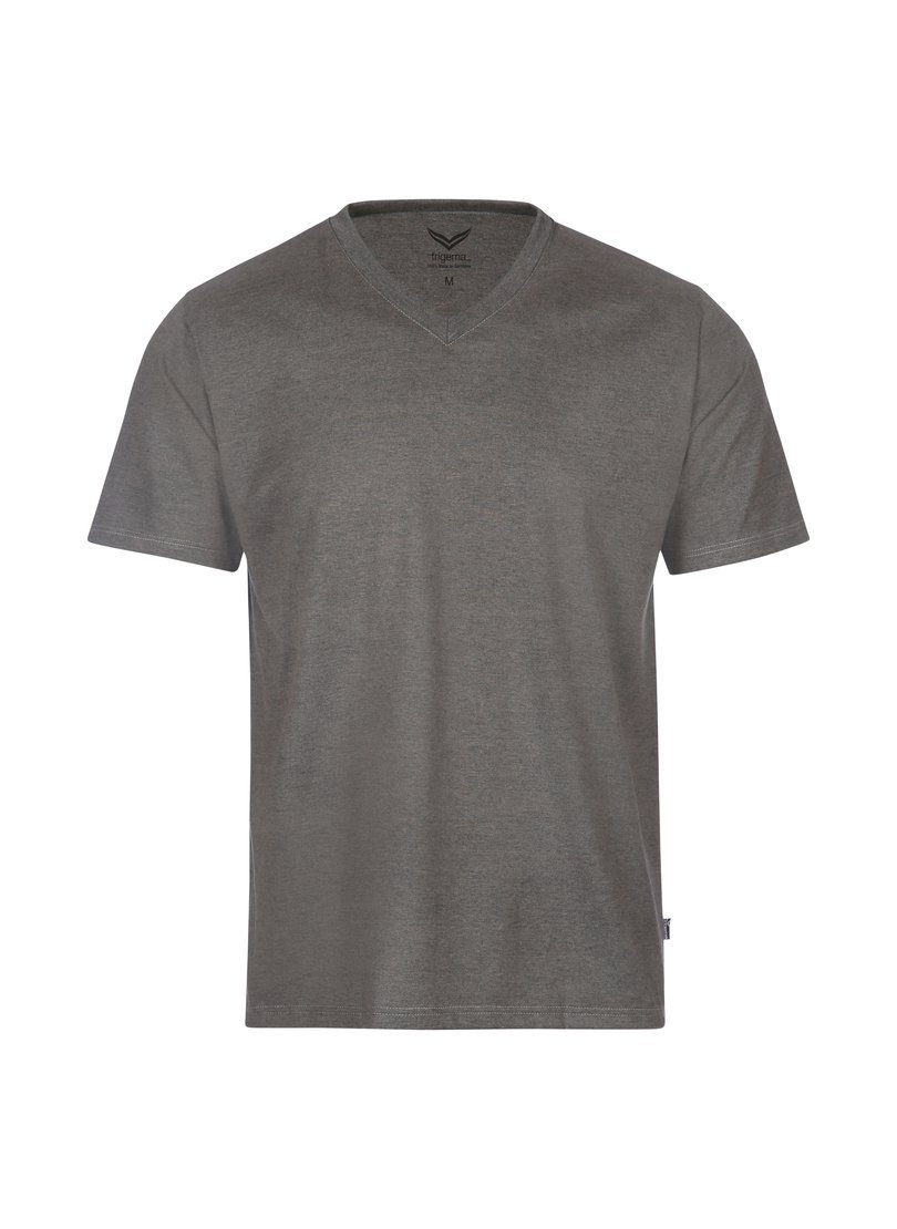 Trigema T-Shirt TRIGEMA V-Shirt taupe-melange Baumwolle DELUXE