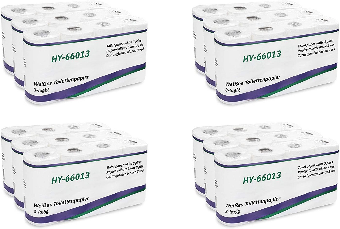 Hypafol Toilettenpapier 3-lagig, 96 Rollen, 150 Blatt, motivgeprägt (192-St)