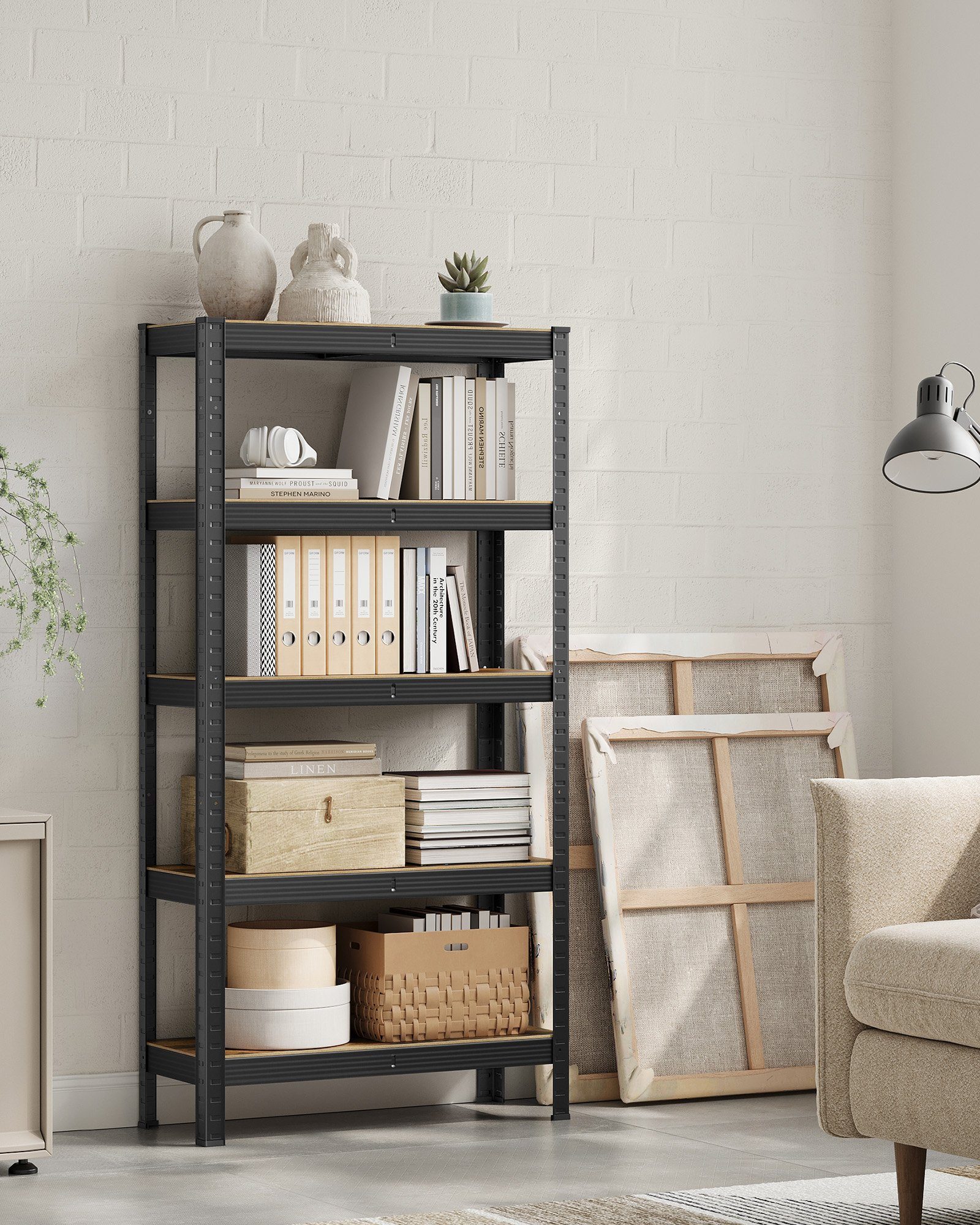 SONGMICS Standregal Küchenregale, 1-tlg., Lagerregal, 5 Ablagen, 150 x 75 x 30 cm, verstellbare Ablagen