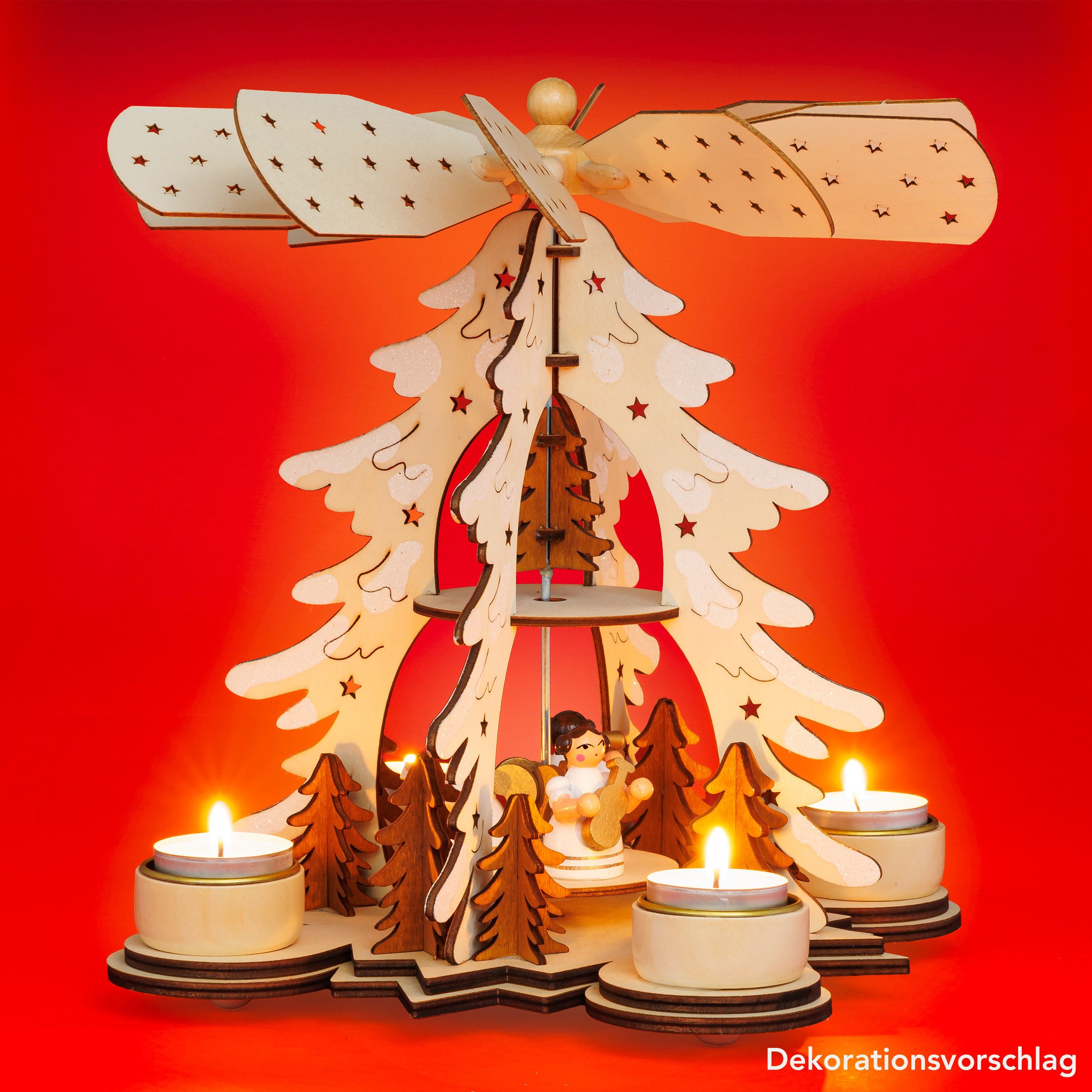 SIKORA Weihnachtspyramide Teelichtpyramide Baum Engelkapelle Pyramide für T günstig online kaufen