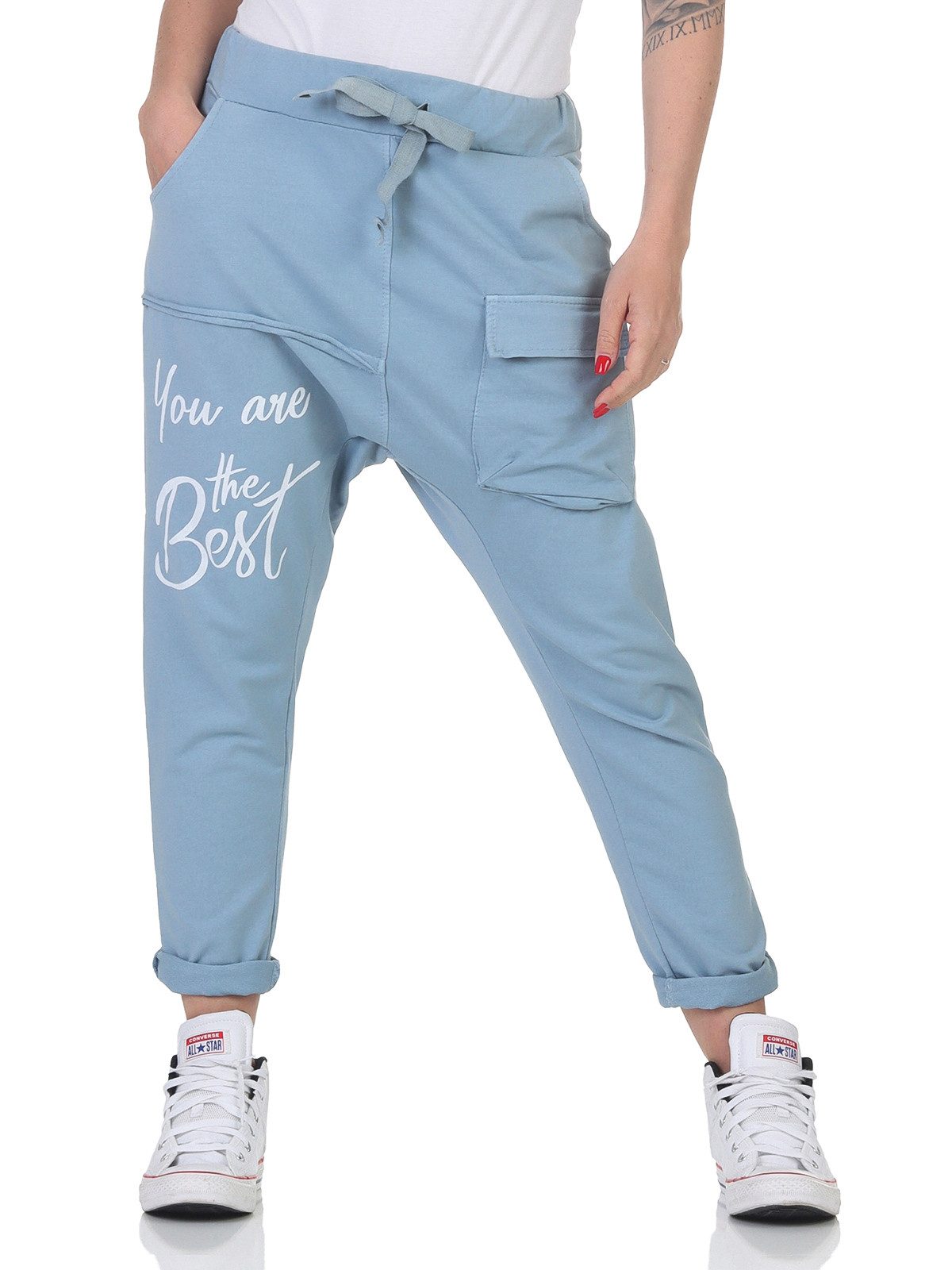 CLEO STYLE Jogger Pants Damen Jogginghose 21353 34-38 Hellblau