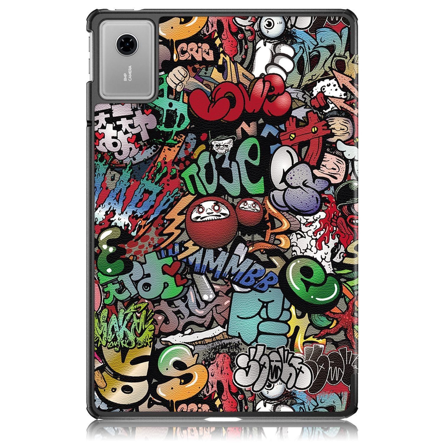 Wigento Tablet-Hülle für Lenovo Idea Tab 11 Zoll 3folt Wake UP Smart Cover TPU Graffiti, Milchstraße Design, 3-Fold Standfunktion