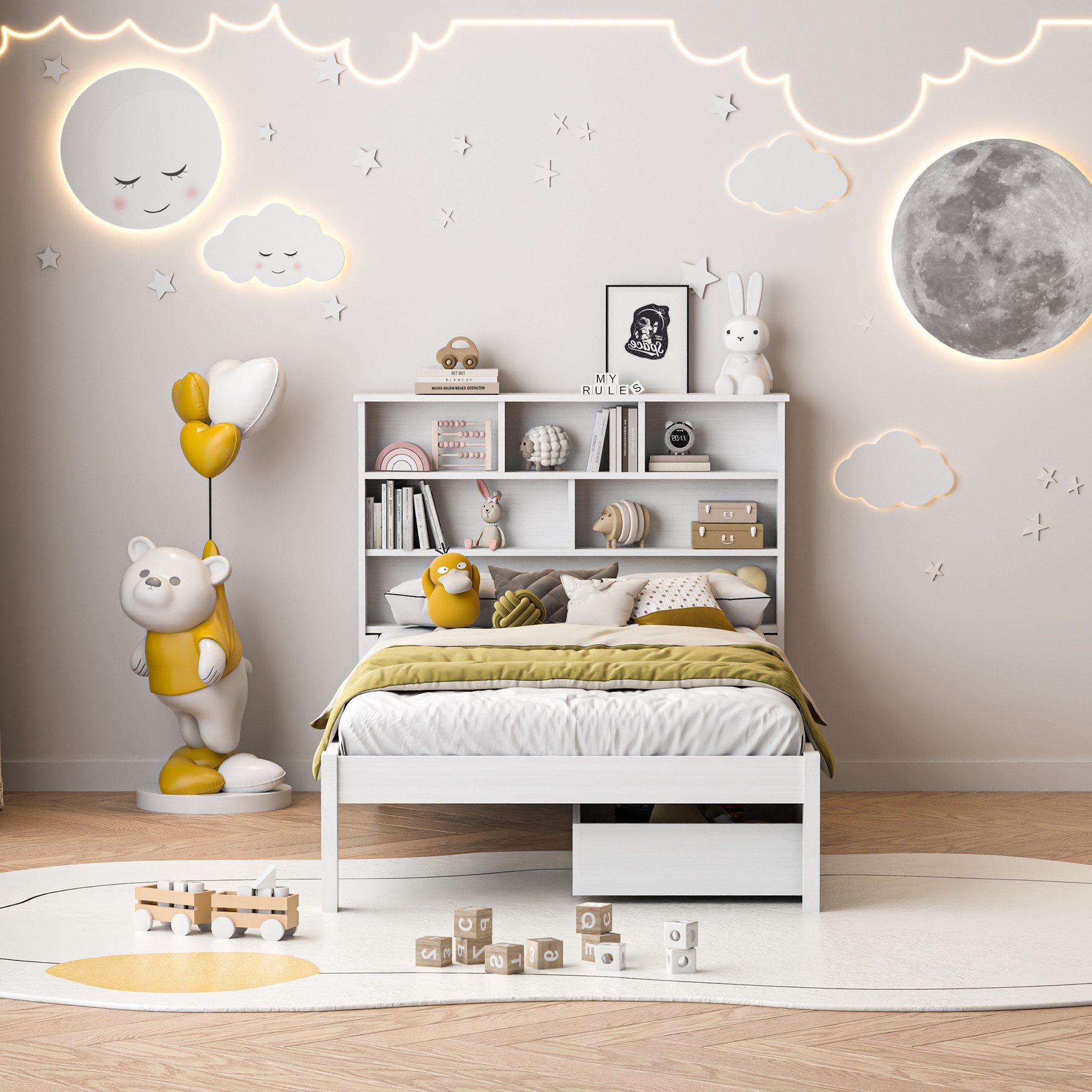 Furnishings Home Holzbett Einzelbett Stauraumbett MassivholzBett günstig online kaufen