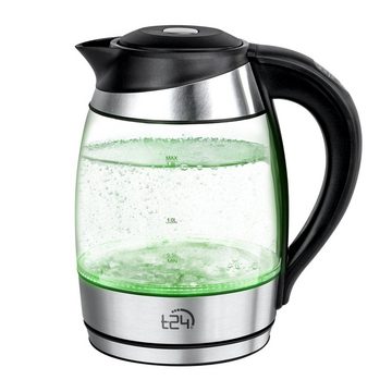 T24 Wasser-/Teekocher Glas Wasserkocher mit Teesieb 1,8L Temperaturwahl 60-100°, 2200 W