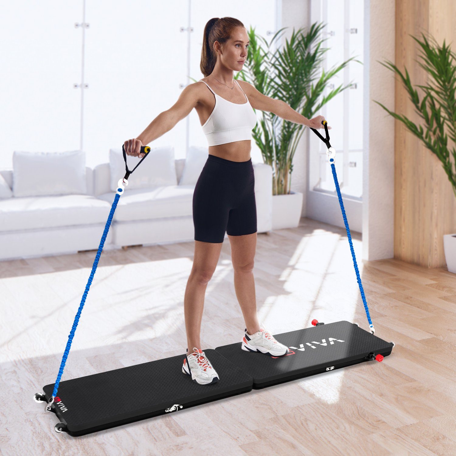 AsVIVA Balanceboard FB1 Fitnessboard 30in1, 3 Widerstandsbänder mit Stärkegraden, kompaktes Design, klappbar
