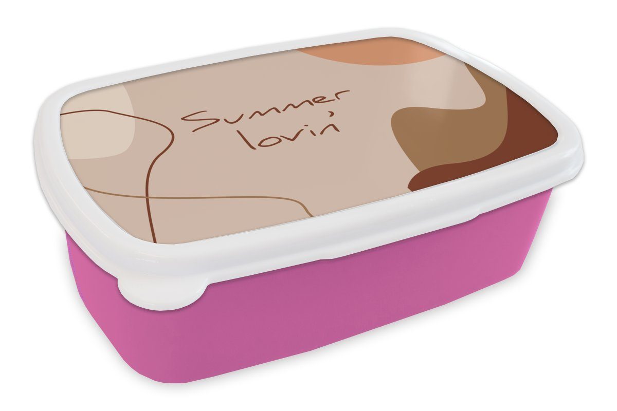 MuchoWow Lunchbox Sommer - Zitat Snackbox, (2-tlg), Brotdose rosa Mädchen, Kinder, Grease, Erwachsene, - Brotbox Kunststoff Kunststoff, für