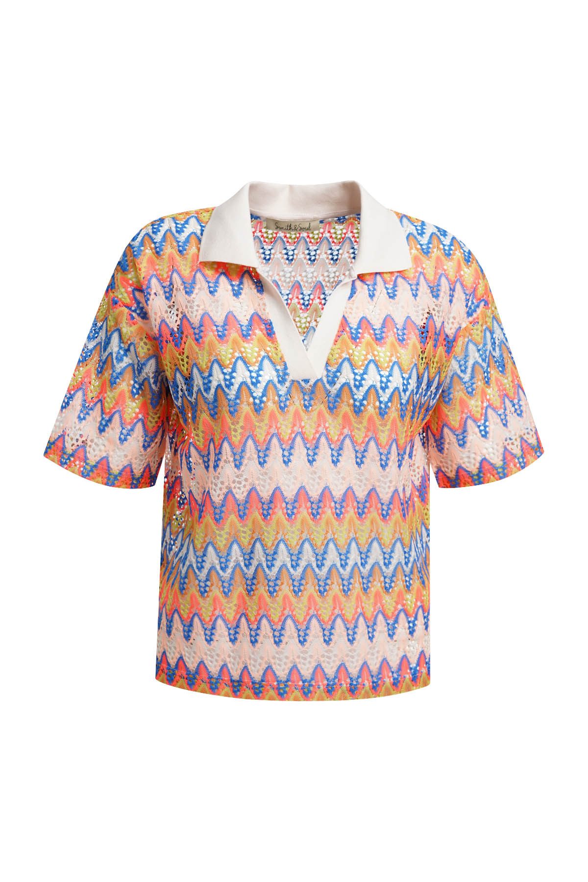Smith & Soul Kurzarmshirt BOXY T-SHIRT CROCHET JERSEY
